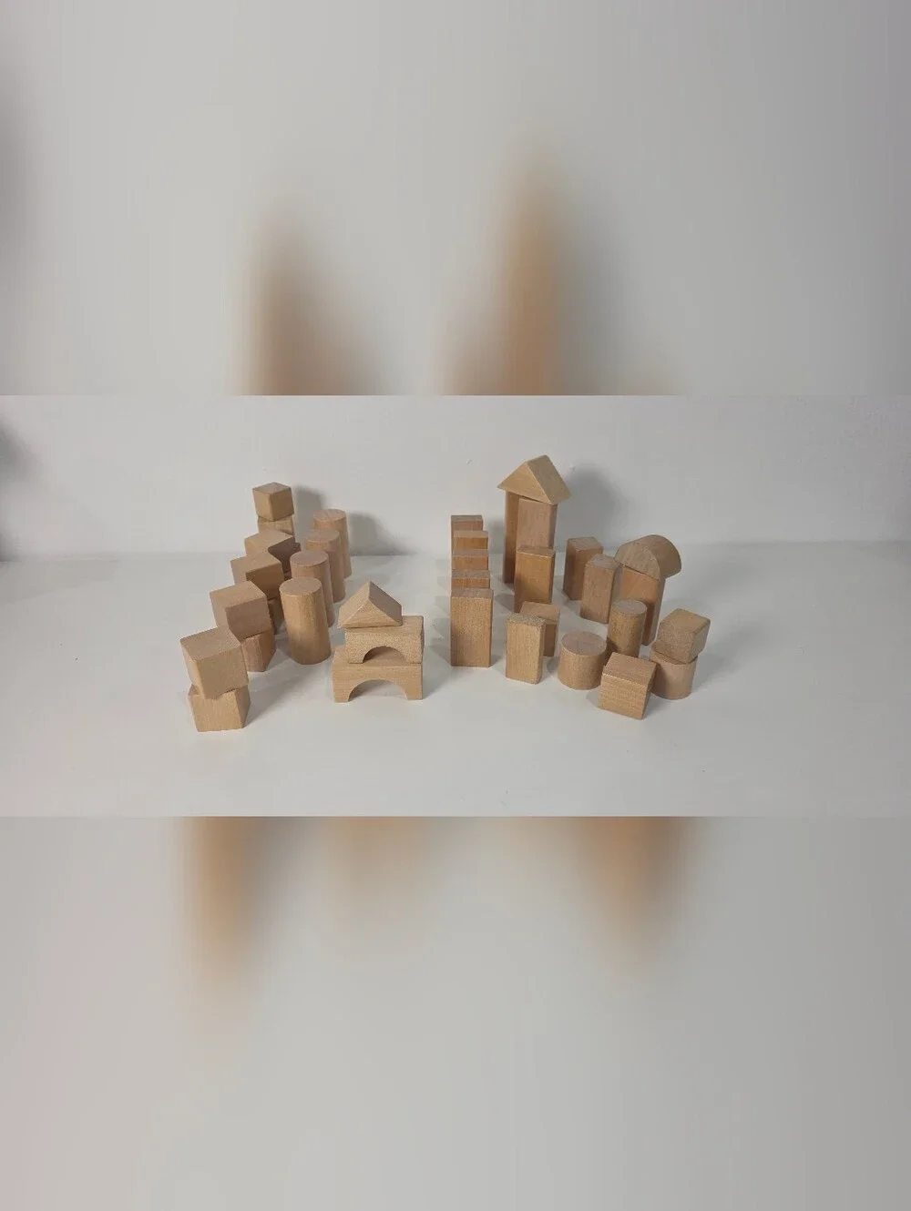 ⭐️Wooden Building Blocks Set for Kids - Neutral Wood 35 Pieces